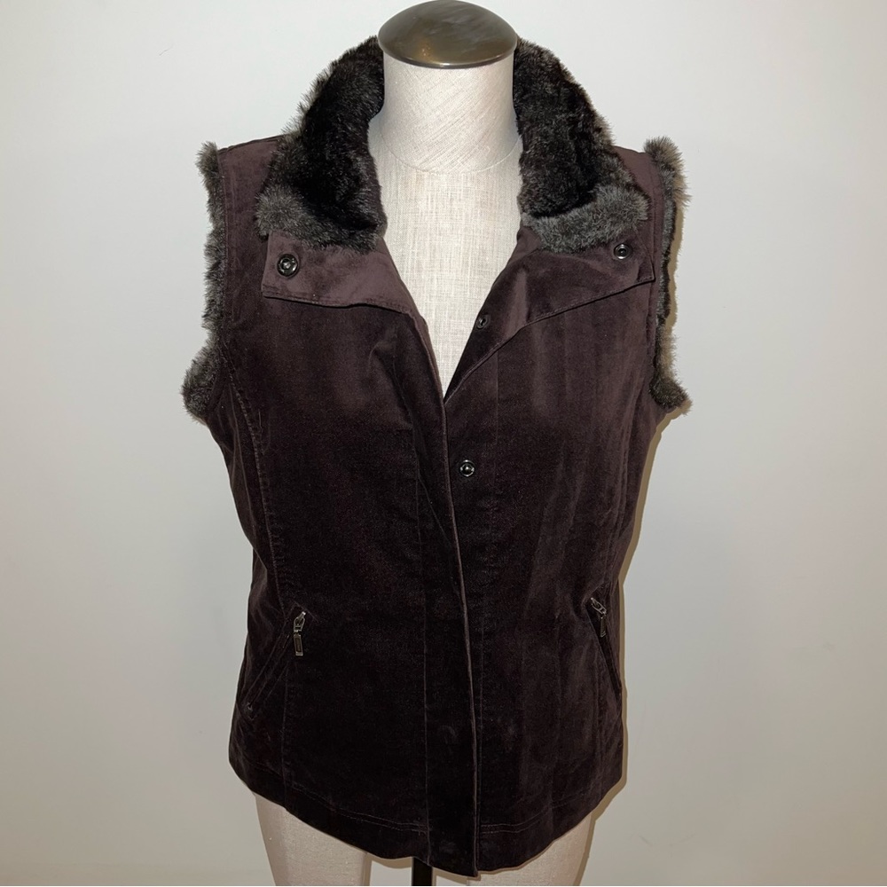 J. Jill Brown Faux Fur Vest Size Small